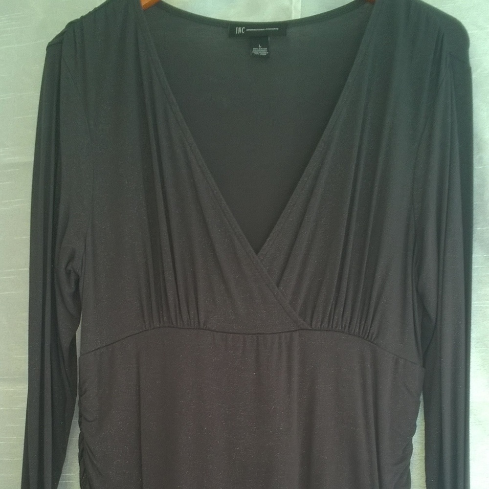 Sparkly Gray Long Sleeve Blouse